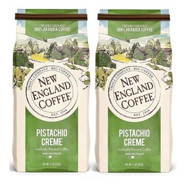 New England Coffee Pistachio Crème Medium Roast Ground (2 Pack) 11 oz Bags
