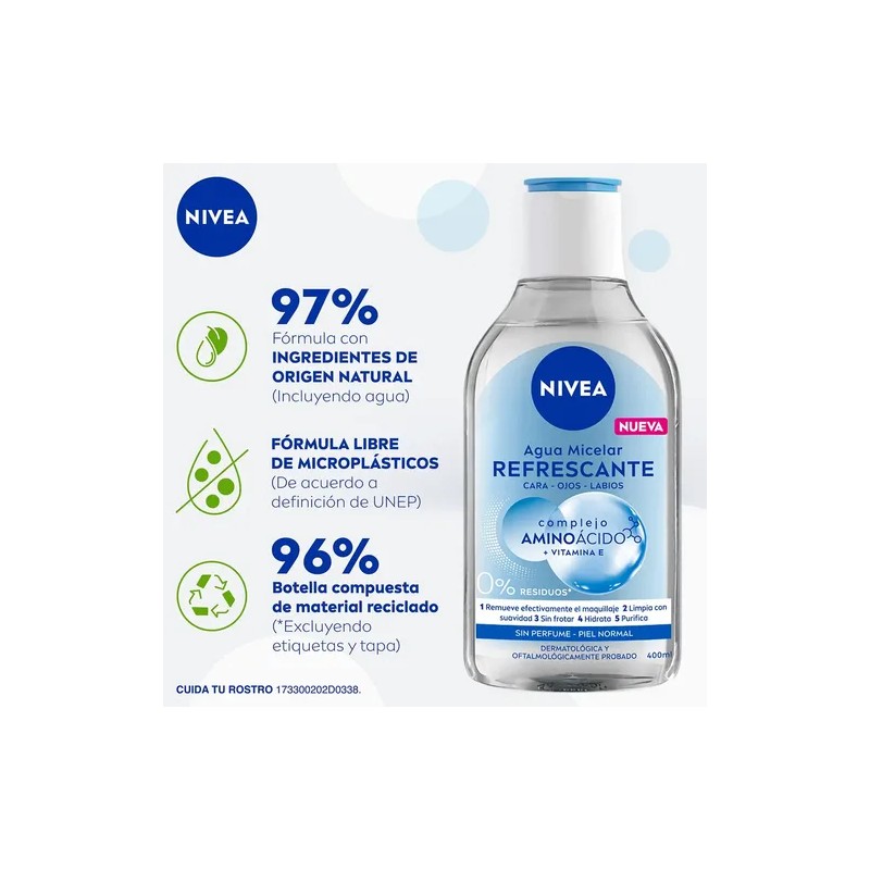 Agua Micelar Nivea Piel Normal Complejo Aminoácido 400 Ml