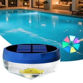 Solar Floating Pool Lights,RGB Color Changing Swimming Pool Light with Sensor Solar Panel,IP68 Double Waterproof with Metal Base for Inground/Above Ground Pools,Hot Tubs,Garden Decor (1 Pack)
