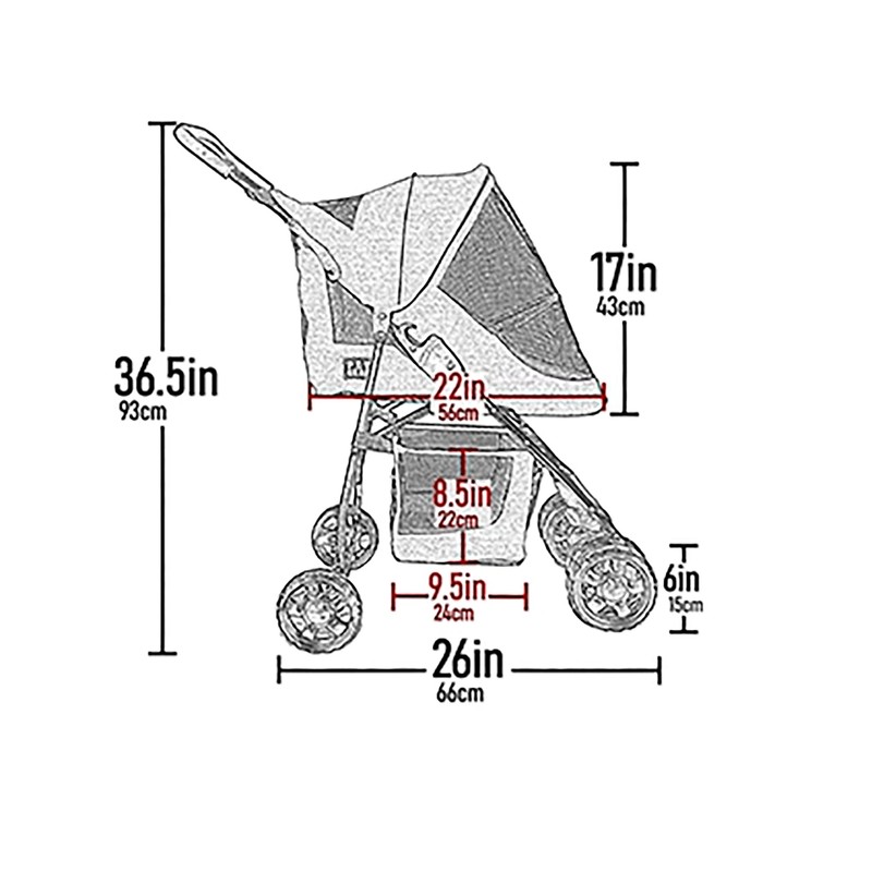 Pet Gear Happy Trails Lite Pet Stroller for Cats/Dogs, Zipper