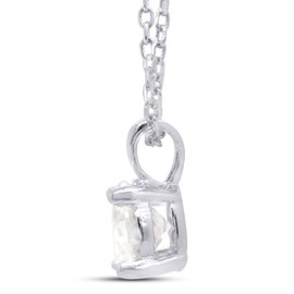 SAVEARTH DIAMONDS - Collar con colgante de diamante moissanita de corte redondo de 3/4 ct de 6 mm creado en laboratorio en oro de 14 quilates sobre plata de ley, cadena de 45,7 cm (claridad VVS1, 0,75