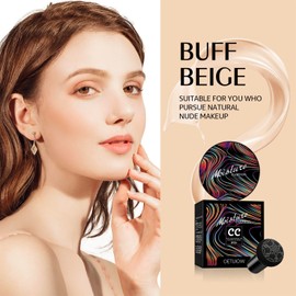 Mushroom Head Air Cushion CC Cream, Long Lasting Matte Concealer, Bright Makeup Base, Moisturizing BB Cream Liquid Foundation, Collagen Cushion Foundation (Buff Beige, 3.21 Ounce (Pack of 1))