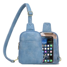 INICAT Small Sling Bag Crossbody Vegan Leather Fanny Packs for Women Fashionable Chest Bag for Travel(Argentinian Blue)