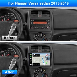 Car Stereo Fit for Nissan Versa Sedan 2015-2019 [2+32G] Wireless Carplay Android Auto Android 13 10 inch Touch Screen Car Radio Receiver WiFi GPS Navigation FM SWC Bluetooth AHD Camera Mic