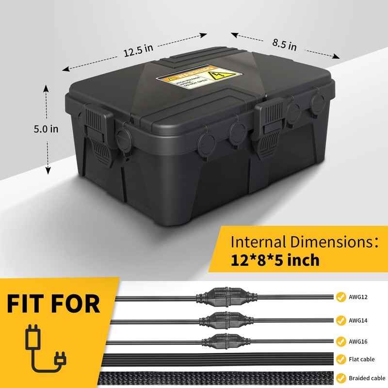Large Outdoor Electrical Box Waterproof, IP54 Weatherproof Extension Cord Cover