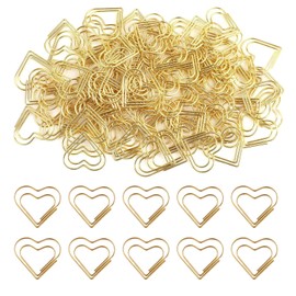 Zcbzbn Pack of 50 Office Clips, Gold Heart Office Clips, Small Paper Clips, Heart Office Clips Set for Wedding Decoration, Office, School Office Supplies