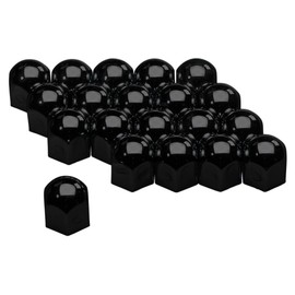 AUTO-STYLE Set of Universal Wheel Nut Caps Black Steel 17 mm Set of 20