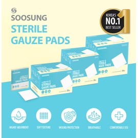 Almohadillas de gasa estériles de 2 x 2 pulgadas (100 unidades), algodón de 8 capas, envueltas individualmente (20 paquetes de 5), altamente absorbent