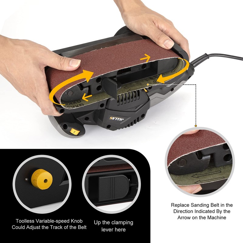 Jellas 3 × 21-Inch Belt Sander with Dust Bag, 7Amp