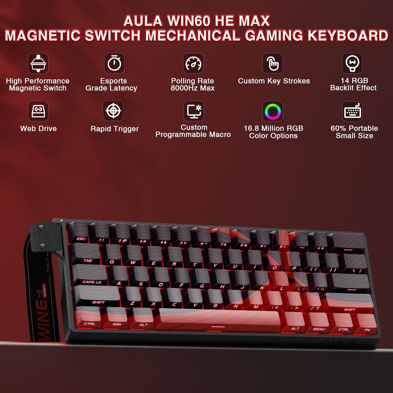 AULA WIN60 HE MAX - 60% Mechanical Gaming Keyboard Wired,