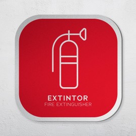 NEON ESTUDIO | Señalética Alulux Extintor - Letrero de Aluminio Compuesto 3 mm - Elegante y Duradera para Interiores y Exteriores - Instalación Sencilla - 20x20 cm - Ideal para Oficinas y Negocios