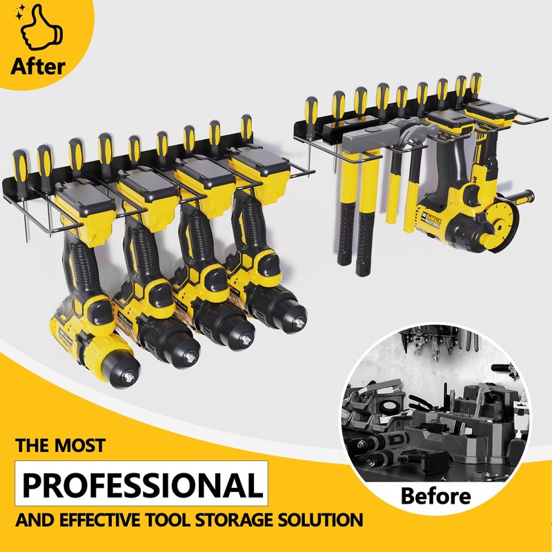 RacKeaLsi 2 Pack Drill Holder, Power Tool Organizer Wall Mount,