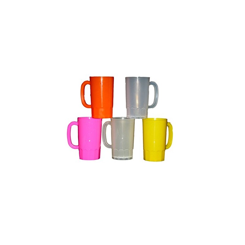 Large Plastic Beer Mugs, 32 Oz, Pack 8, Color Multi.