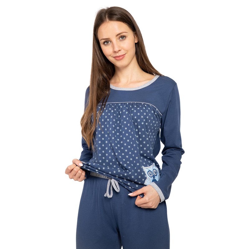 SUN7 Women's Pyjamas Cotton Long Sleeve Blue in 2 Different