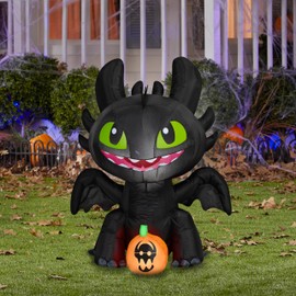 Gemmy Airblown Inflatable Stylized Toothless w/JOL Universal, 3 ft Tall, Multicolored