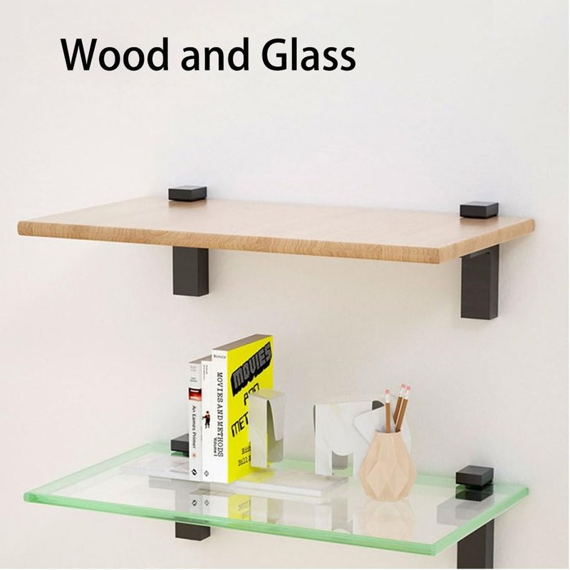 Glass Shelf Brackets , Adjustable 4PCS WoodFloating Shelf Brackets, Mounting