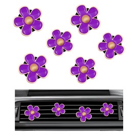 povtii 6PCS Car Air Vent Clip, Daisy Flower Car Scents Air Freshener Clip with 6 Fragrance Piece, Decorative Auto Air Conditioning Clip for Women Girl, Universal Car Accessories (Purple)