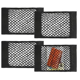 4PC Car Storage Net Organiser (40x25cm) - Universal Elastic Mesh Pockets for Auto Boot, Truck, SUV & Van | Vehicle Storage Solutions | Camping Accessories | Interior Cargo Organiser