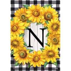 Briarwood Lane Sunflowers Monogram N Garden Flag Floral Everyday 12.5" x 18"
