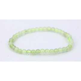 Taddart Minerals Green Natural Gemstone Serpentine Bracelet with 4mm Balls on Elastic Nylon Thread - Handmade, Rubber, Serpentine