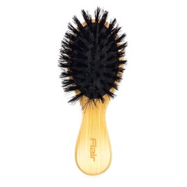 Flair Brush 100% Pure Small Boar Bristles Soft Hair Brush Mini Bamboo Handle
