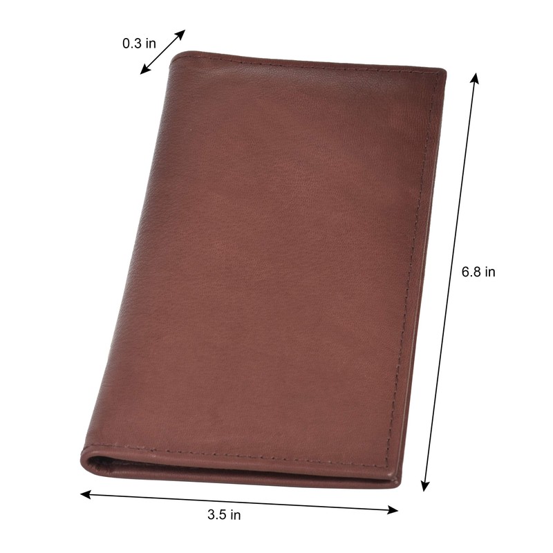 Leatherboss Genuine Leather Slim Checkbook Cover Holder for men women,