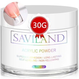 SAVILAND Polvo Acrílico Transparente - 30g Polvo Acrílico Profesional para Extensiones de Uñas Acrílicas, Polvo Polímero 3D Nail Art, No Necesita Lámpara de Uñas