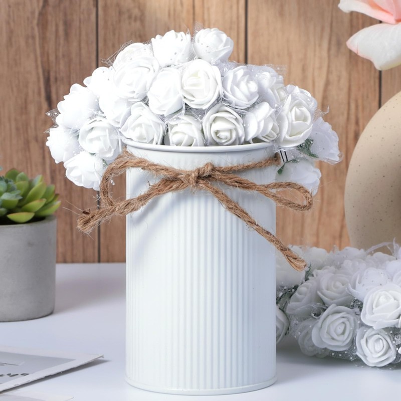 144 Pcs Artificial Flowers, White Roses Fake Rose