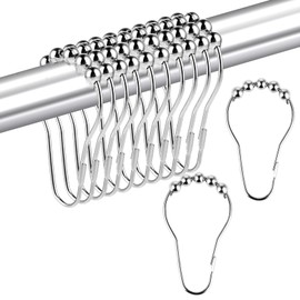 14 Pcs Shower Curtain Hook Rings - Stainless Steel Shower Curtain Hooks, Roller Balls Bath Curtain Rings for Bathroom Shower Curtain Rods, Roller Balls Shower Curtain Rings for Window