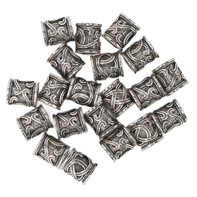 20PCS Beard Beads Retro Alloy Multipurpose Hair Tube Beads for