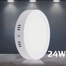 Body-Plus LED Downlights Ceiling, 24w Surface Mounted Panel Cool White Super Bright Light - Pure White Round Circle Downlights Ceiling Lamps (Cool White, 24W- Surface Mounted Panel)