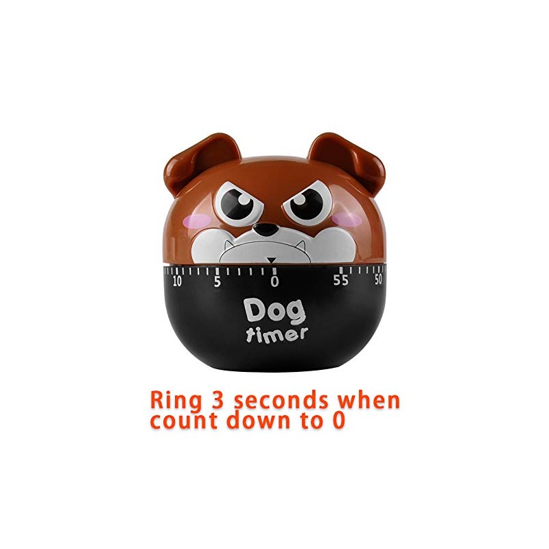 Cute Dog Kitchen Timer Manual Mechanical Rotating Alarm 55 Minutes