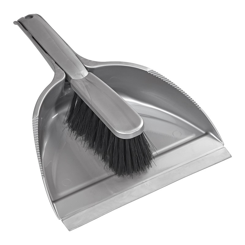 Elliott Dustpan and Brush Set, Durable Plastic Pan with Rubber