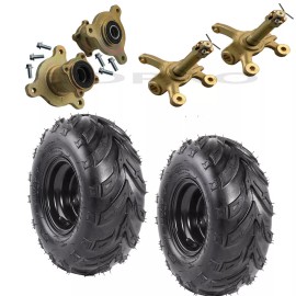 Unbranded 145/70-6 Tire Rim 3 Lug Wheel + Steering Knuckle Hub For ATV Quad Go Kart Taotao