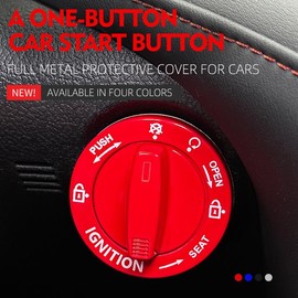 Metal Car Push Start Button Cover, Car Engine Start Stop Button Cover Protector, Knob Switch Decorative Shell, Car Interior Accessories - Color: Black