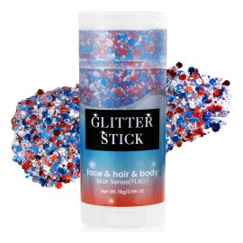 Barra De Purpurina Corporal Roja, Blanca Y Azul, 0,56 Oz