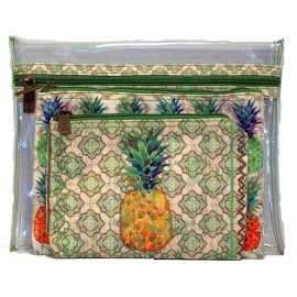 Paul Brent Tropical Pineapple 3 Piece Travel Bag Set Organizer