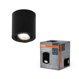 OSRAM Spot Surface Round Ceiling Spotlight, Black, with GU10 Socket, Can be Fitted with Simple or Smart Lamp, Flexible Beam Angle, Protection Class IP20, High-Quality Housing