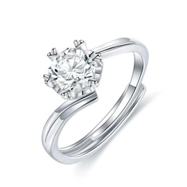 Verlobungsring Damen, Simulierte Diamant Eheringe , Damen Verstellbarer Verlobungsring mit Weiß Zirkonia Engagement Ring, Promise Verlobung Ring, mit Geschenkbox Verlobung Hochzeit Geschenk