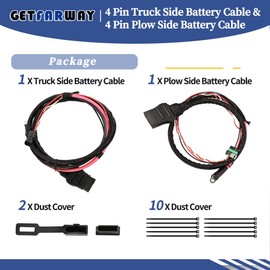 Getfarway 4 Pin Truck Side Battery Cable & 4 Pin Plow Side Battery Cable 42014 42015 Compatible with Western Fisher Snow Plow