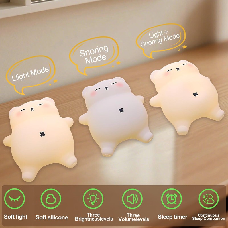 MAGOHMT Squishy Night Light for Kids, Bear Silicone Night Light