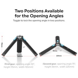 xinyee AM11 Desktop Tripod Mini Travel Tripod Stand Metal Phone Tripod with 1/4 Inch Screw 2-Level Adjustable Height for Gimbal Stabilizer Selfie Stick DSLR Camera