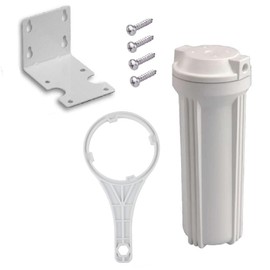 DIY - Single Stage Residential Point of Use Drinking Water System Kit - Universal Inline Water Filtration for Home - Housing, Bracket, Fittings and Wrench Included - 1/4" NPT