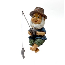 Donboly Garden Gnomes for Outdoor Anglers, Garden Gnome Fishing Figure, Garden Gnome Angler, Resin Fishing Gnome, Decoration for Outdoor Garden Yard Lawn (Fishing Old Man)