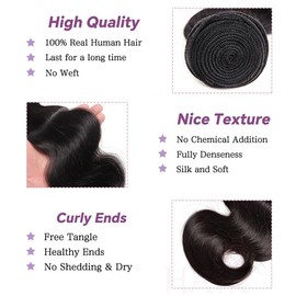 Body Wave Bundles Human Hair 20 22 24 Inch 12A Brazilian 3 Bundles Human Hair Extensions Natural Black