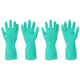 sourcing map Nitrile Chemical Resistant Gloves, Industrial Gloves Anti-Slip Protective Safety Work Glove for Cleaning Dish Washing Resist Acid Alkali, Large,Green, Pair of 2
