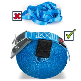 Tie Down Straps with Cam Buckle 5m 25mm 250kg + Transport Bag | Set of 4 | Heavy Duty Adjustable Lashing Strap for Roof Racks, Bicycle Carriers, Luggage, Trailer | Professional Quality