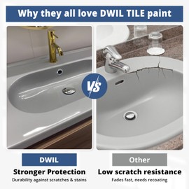 DWIL Tub Paint, Tub and Tile Refinishing Kit with Tools, White Bathtub Paint Water Based &Low Odor, Easy to Use for Sink Bathroom Shower, Light Grey, 25-30sq.ft