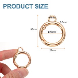 sourcing map 8pcs Spring O Ring Clip, Metal Spring Clasp Key Ring, Figure-Eight Shaped Keychain Snap Buckle Accessories for Purse Shoulder Bag Lanyard Leather DIY Crafts, Gold, Large