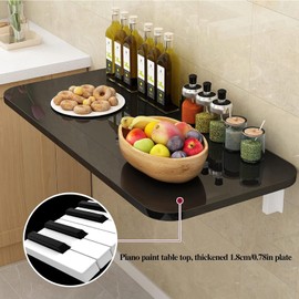 CYGJSYEA Space-Saving Wall-Mounted Fold-Down Table in Classic Black – Versatile for Kitchens, Laundry Rooms, Home Bars, and Dining Areas (100x50cm/39.4"×19.7")